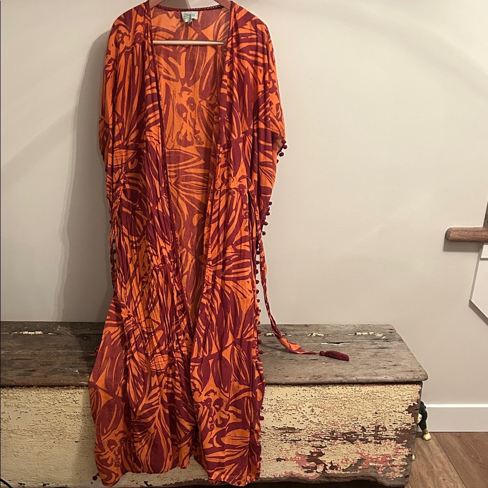 Orange and Red Patterned Women's bathing suit cover up
